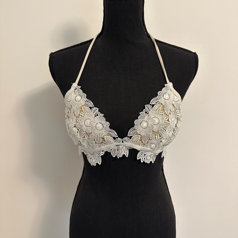 For Love and Lemons cream lace bikini top size M